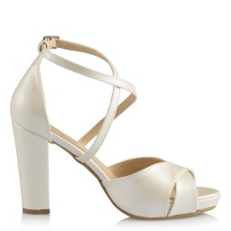 Gelin Ayakkabısı Kırık Beyaz Çapraz Model