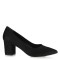 Stiletto Siyah Süet Topuklu Ayakkabı Kalın Topuklu 