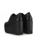 Siyah Bağcıklı Dolgu Topuk Ayakkabı 