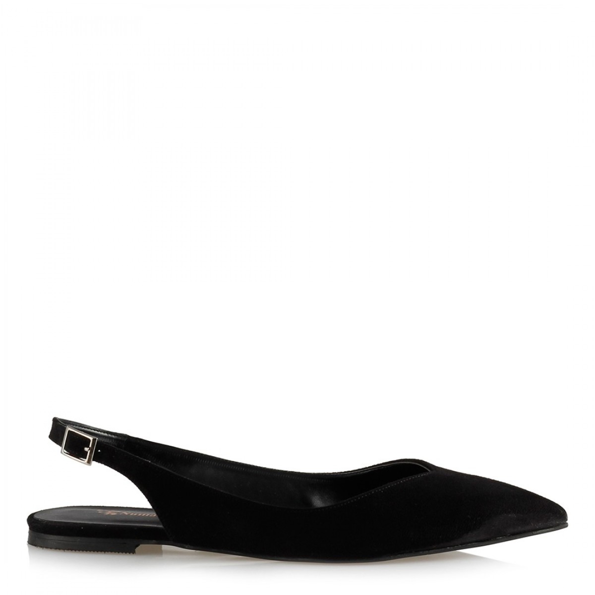 Sivri Babet Arkası Açık Siyah Süet