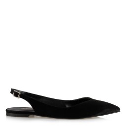 Sivri Babet Arkası Açık Siyah Süet