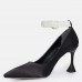 Siyah Saten Taşlı Bilekli Stiletto Ayakkabı