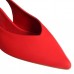 Kırmızı Saten Stiletto Alçak Topuklu