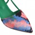 Ayakkabı Stiletto Arkası Açık Yeşil Desenli