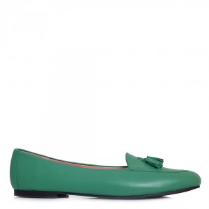 Loafer Babet Ayakkabı Hakiki Deri Yeşil