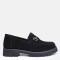 Siyah Süet Hakiki Deri  Loafer Ayakkabı Tokalı 