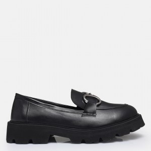 Siyah Tokalı Kalın Tabanlı Loafer Ayakkabı