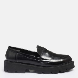 Kalın Tabanlı Loafer Ayakkabı Siyah Rugan