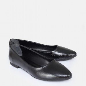Babet Ayakkabı Siyah Kırışık  Sivri Model