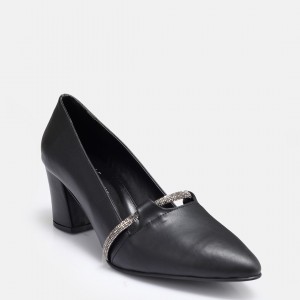 Stiletto Siyah Taşlı Topuklu Ayakkabı