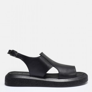 Siyah Hakiki Deri Sandalet