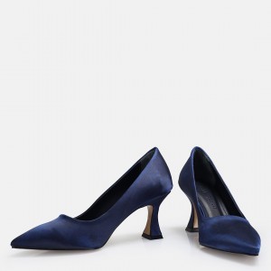 Lacivert Saten Stiletto