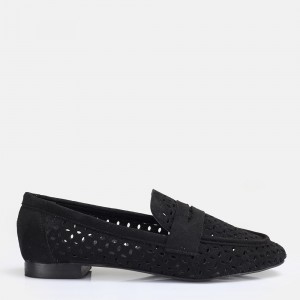 Siyah Süet Kadın Loafer Ayakkabı