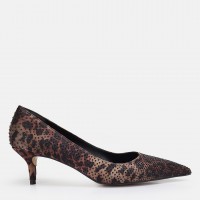Stiletto Ayakkabı Leopar Taşlı