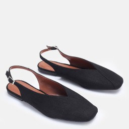 Siyah Süet Babet Ayakkabı Arkası Açık Siyah Süet Babet Ayakkabı Arkası Açık