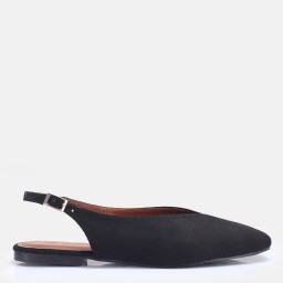 Siyah Süet Babet Ayakkabı Arkası Açık Siyah Süet Babet Ayakkabı Arkası Açık