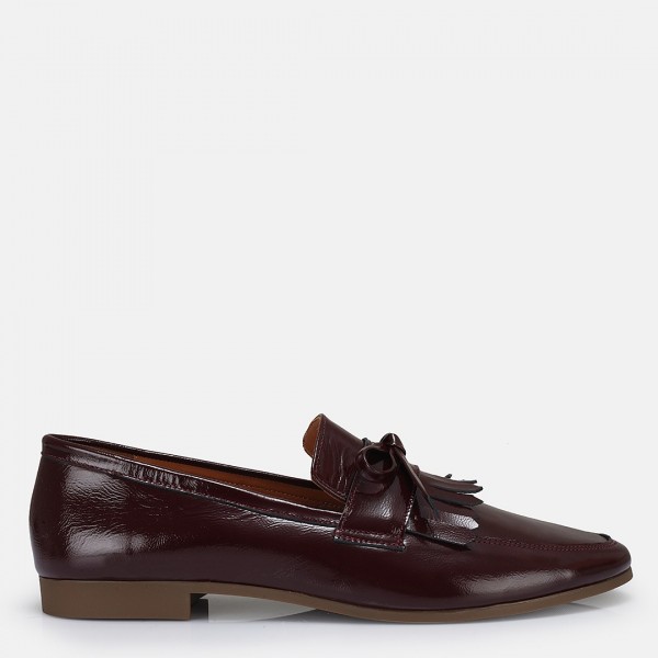 Loafer Ayakkabı Bordo Hakiki Deri Rugan Püsküllü Loafer Ayakkabı Bordo Hakiki Deri Rugan Püsküllü