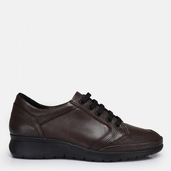 Dolgu Topuk Spor Ayakkabı Kahverengi Hakiki Deri