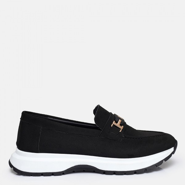 Siyah Süet Tokalı Loafer Ayakkabı Hakiki Deri