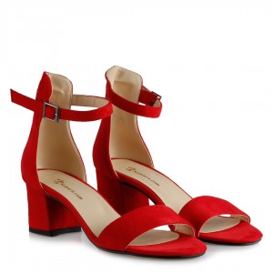 Az Topuklu Ayakkabı Kırmızı Süet