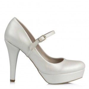 Düğün Ayakkabısı 17 Pont Kırık Beyaz Renk Bantlı Model